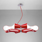 M1561 Ora Pendant 8 Flat Round Light E27 Gloss Red/White Acrylic/Polished Chrome