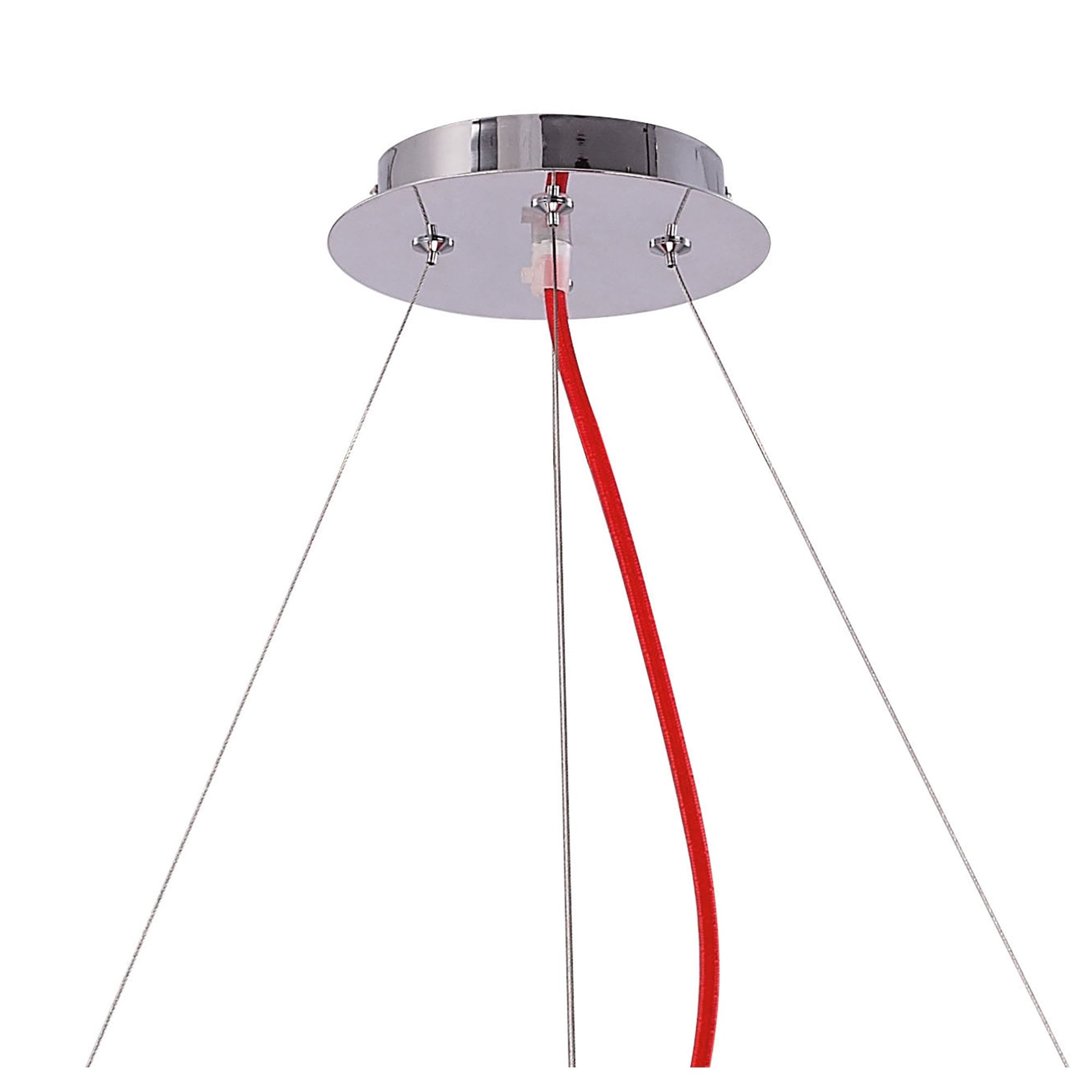 M1561 Ora Pendant 8 Flat Round Light E27 Gloss Red/White Acrylic/Polished Chrome