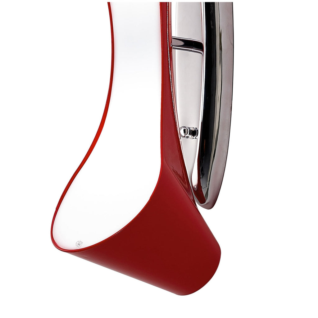 M1564 Ora Wall Lamp 2 Light E27 Gloss Red/White Acrylic/Polished Chrome