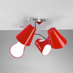 M1565 Ora Ceiling 2 Arm 4 Light E27 Gloss Red/White Acrylic/Polished Chrome