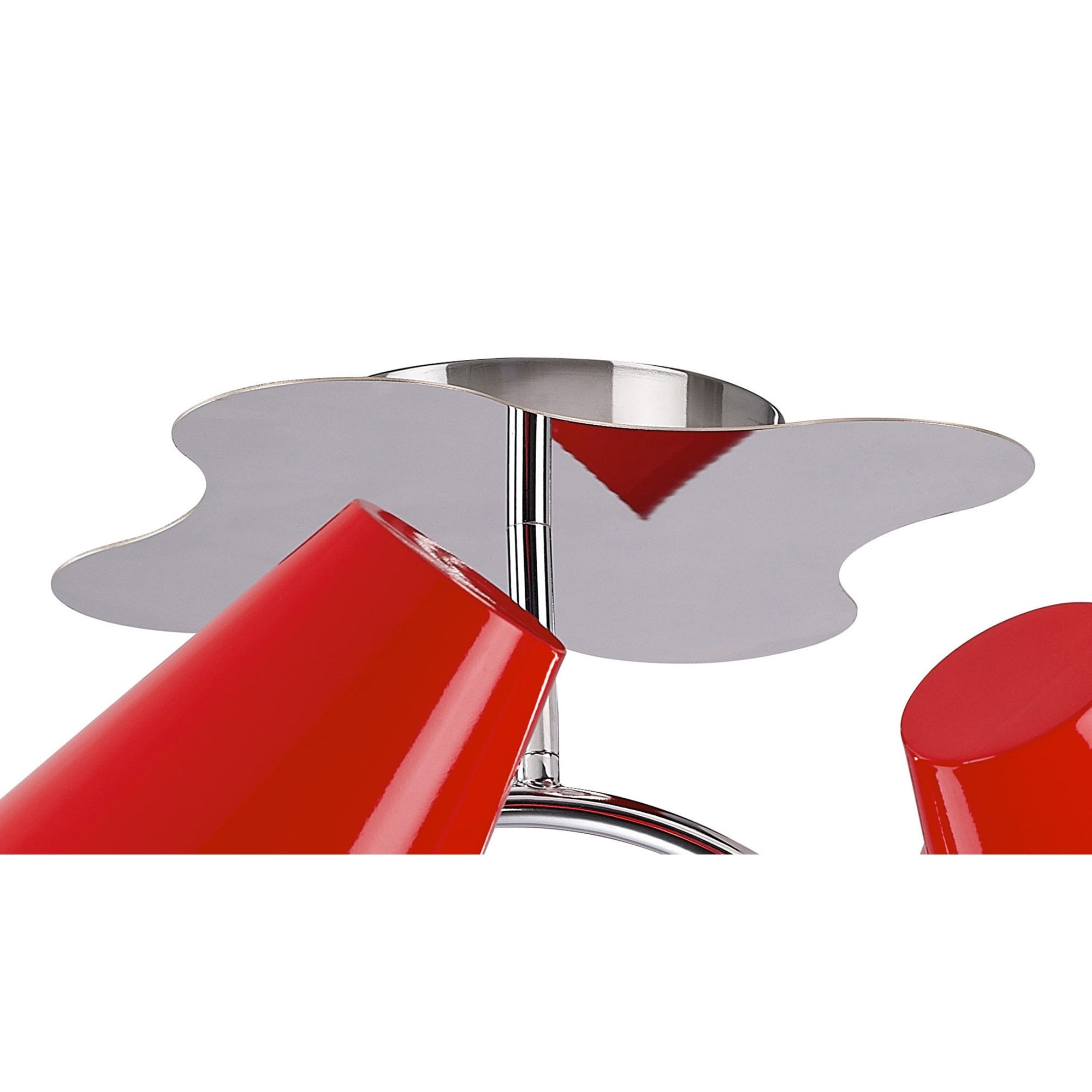 M1565 Ora Ceiling 2 Arm 4 Light E27 Gloss Red/White Acrylic/Polished Chrome
