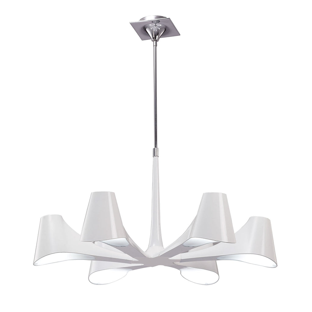 M1580 Ora Telescopic Convertible To Semi Flush 6 Light E27 Gloss White/White Acrylic/Polished Chrome