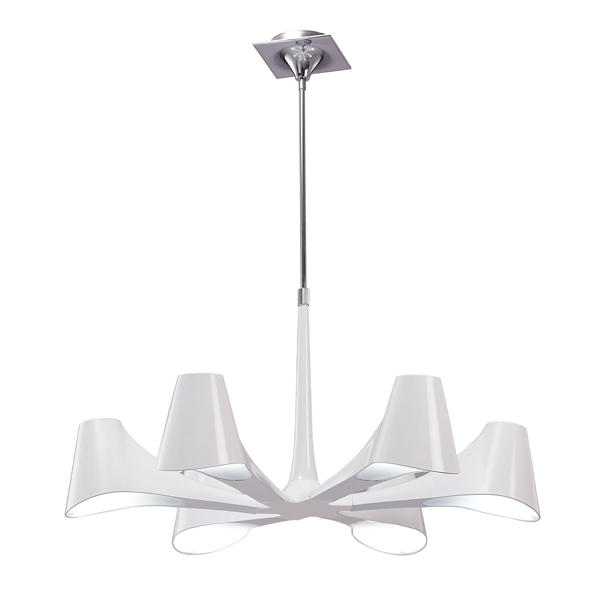 M1580 Ora Telescopic Convertible To Semi Flush 6 Light E27 Gloss White/White Acrylic/Polished Chrome