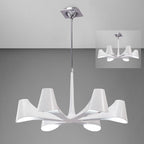 M1580 Ora Telescopic Convertible To Semi Flush 6 Light E27 Gloss White/White Acrylic/Polished Chrome