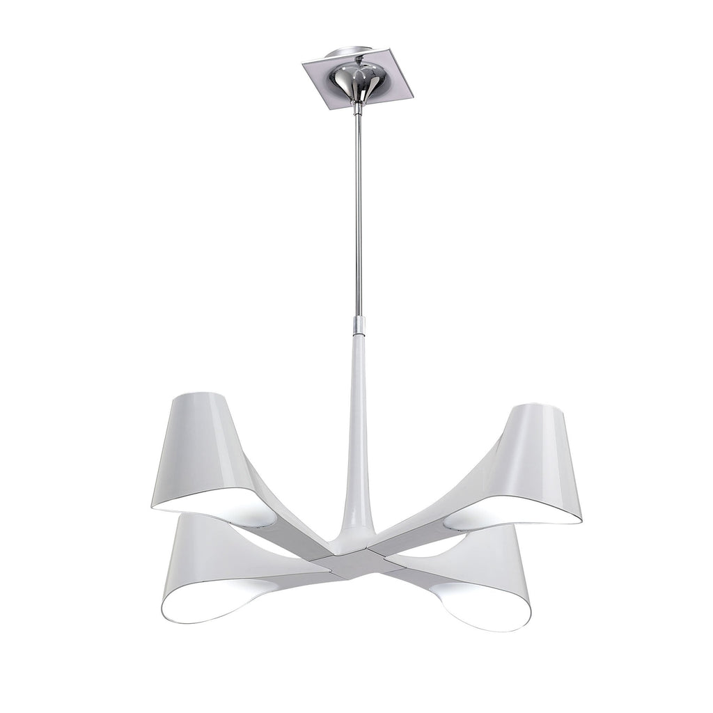 M1581 Ora Telescopic Convertible To Semi Flush 4 Light E27 Gloss White/White Acrylic/Polished Chrome