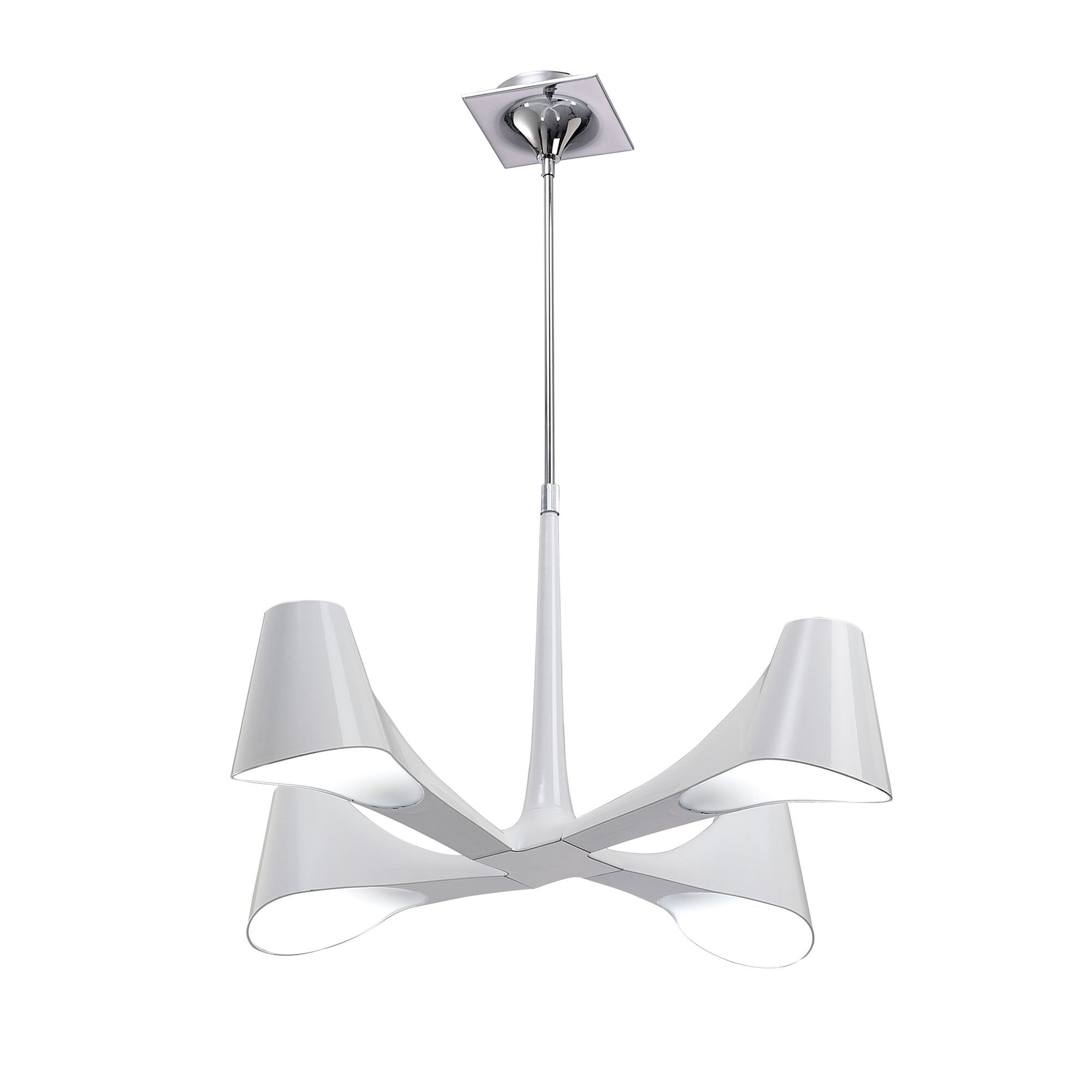 M1581 Ora Telescopic Convertible To Semi Flush 4 Light E27 Gloss White/White Acrylic/Polished Chrome