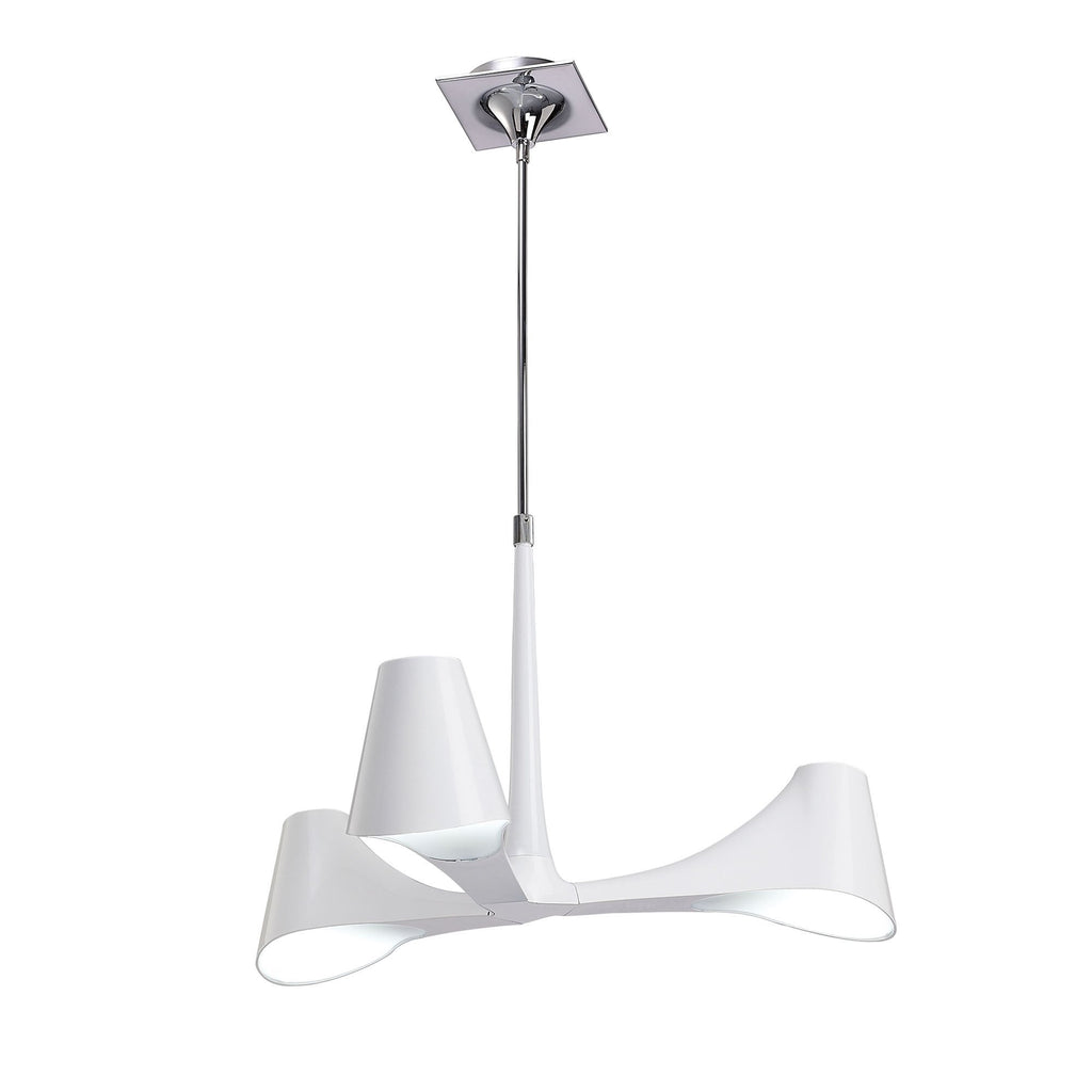 M1582 Ora Telescopic Convertible To Semi Flush 3 Light E27 Gloss White/White Acrylic/Polished Chrome