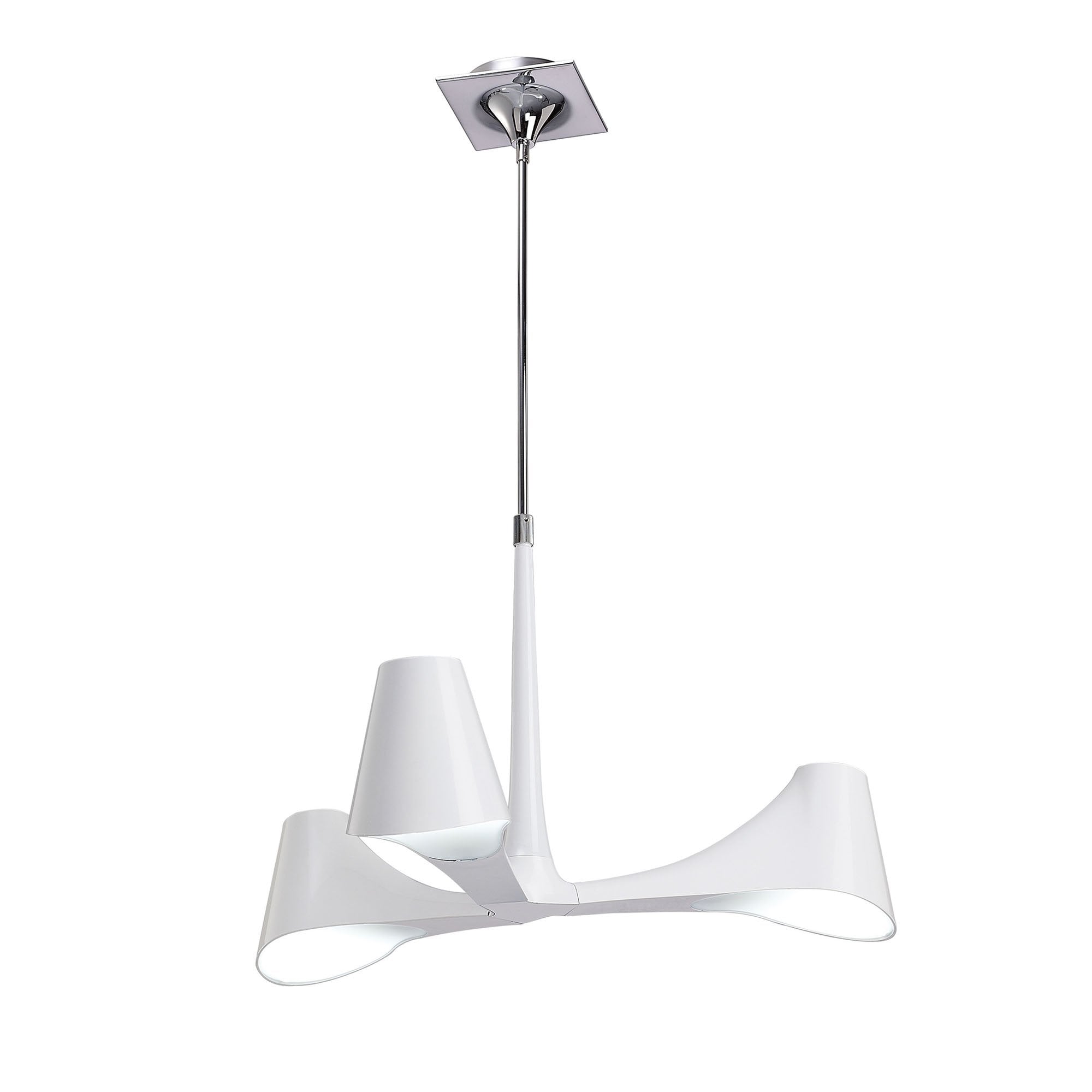 M1582 Ora Telescopic Convertible To Semi Flush 3 Light E27 Gloss White/White Acrylic/Polished Chrome