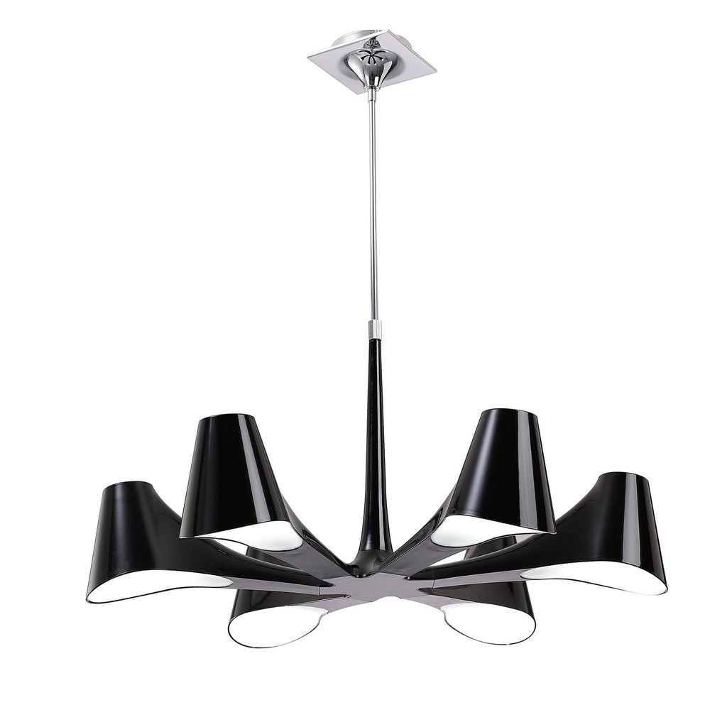 M1590 Ora Telescopic Convertible To Semi Flush 6 Light E27 Gloss Black/White Acrylic/Polished Chrome