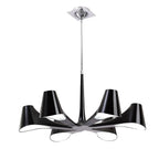 M1590 Ora Telescopic Convertible To Semi Flush 6 Light E27 Gloss Black/White Acrylic/Polished Chrome