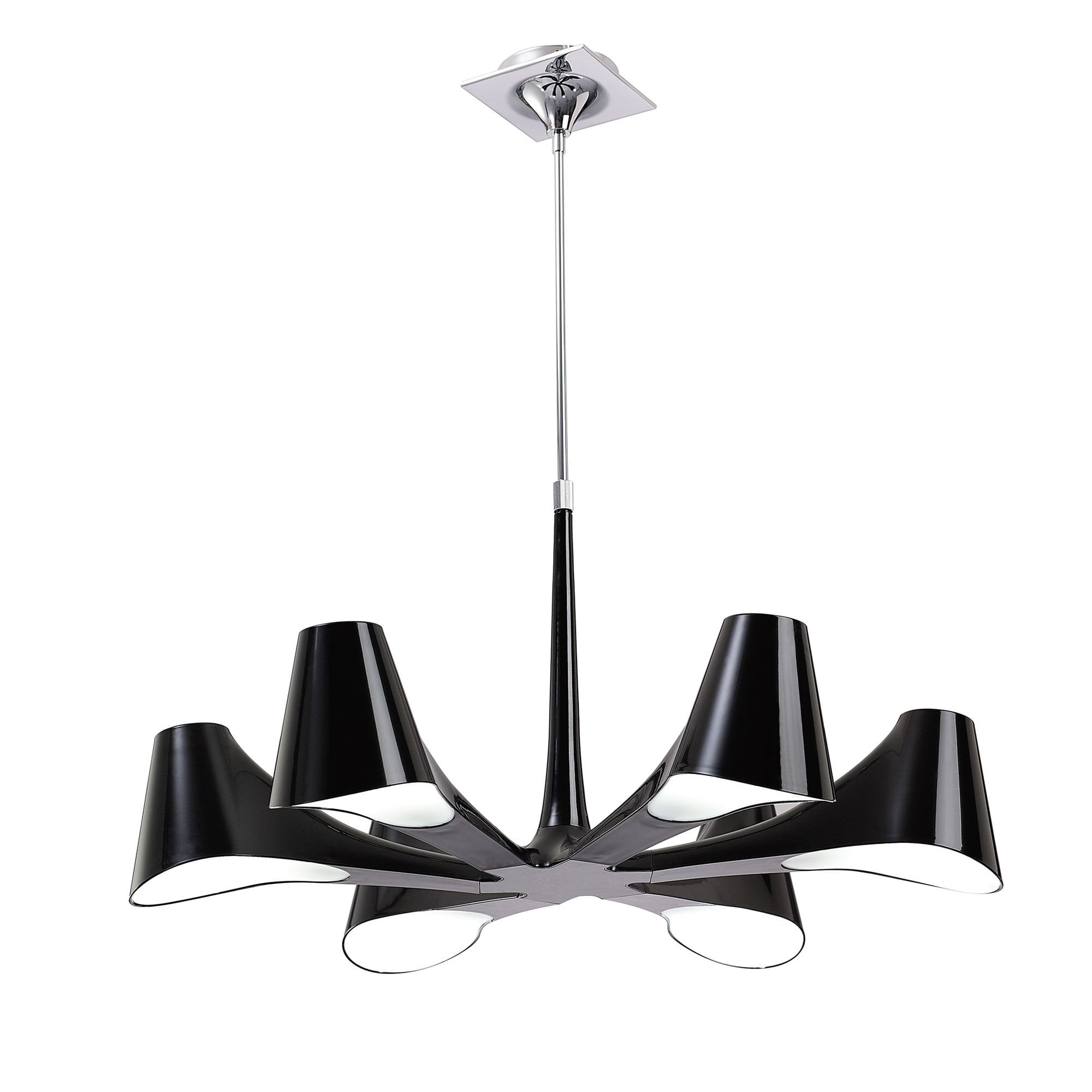 M1590 Ora Telescopic Convertible To Semi Flush 6 Light E27 Gloss Black/White Acrylic/Polished Chrome