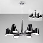 M1590 Ora Telescopic Convertible To Semi Flush 6 Light E27 Gloss Black/White Acrylic/Polished Chrome