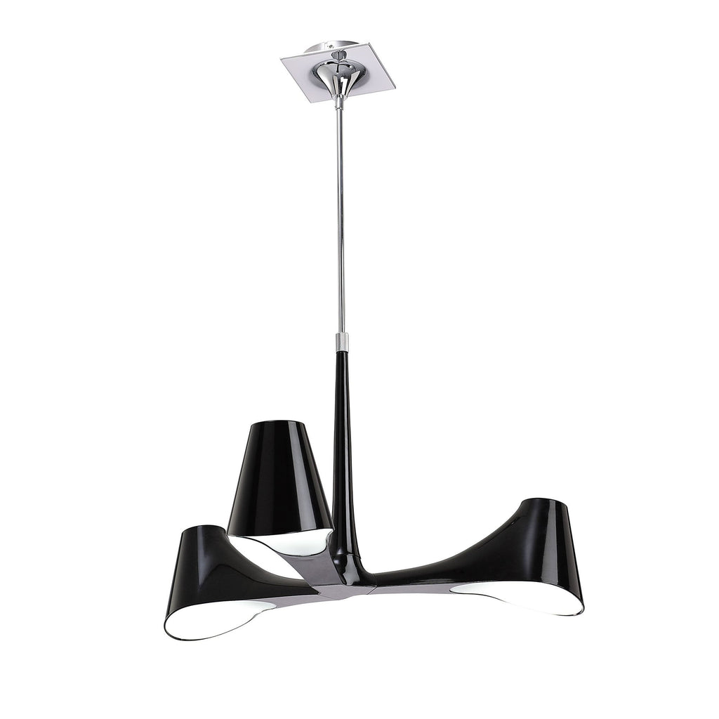 M1592 Ora Telescopic Convertible To Semi Flush 3 Light E27 Gloss Black/White Acrylic/Polished Chrome