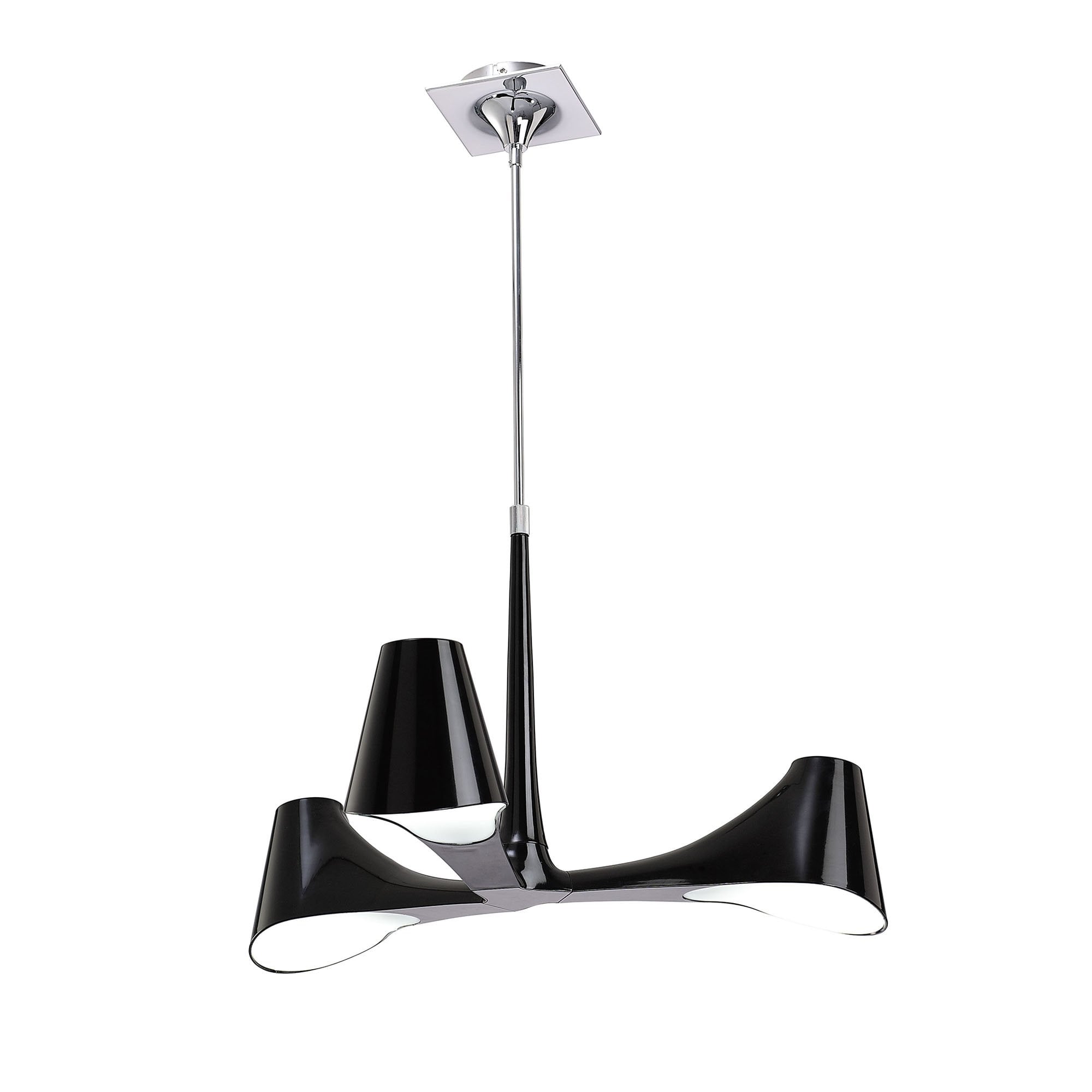 M1592 Ora Telescopic Convertible To Semi Flush 3 Light E27 Gloss Black/White Acrylic/Polished Chrome