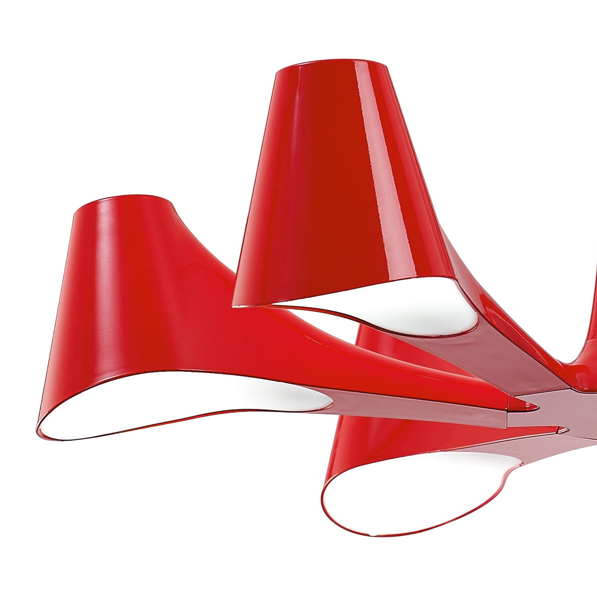 M1600 Ora Telescopic Convertible To Semi Flush 6 Light E27 Gloss Red/White Acrylic/Polished Chrome