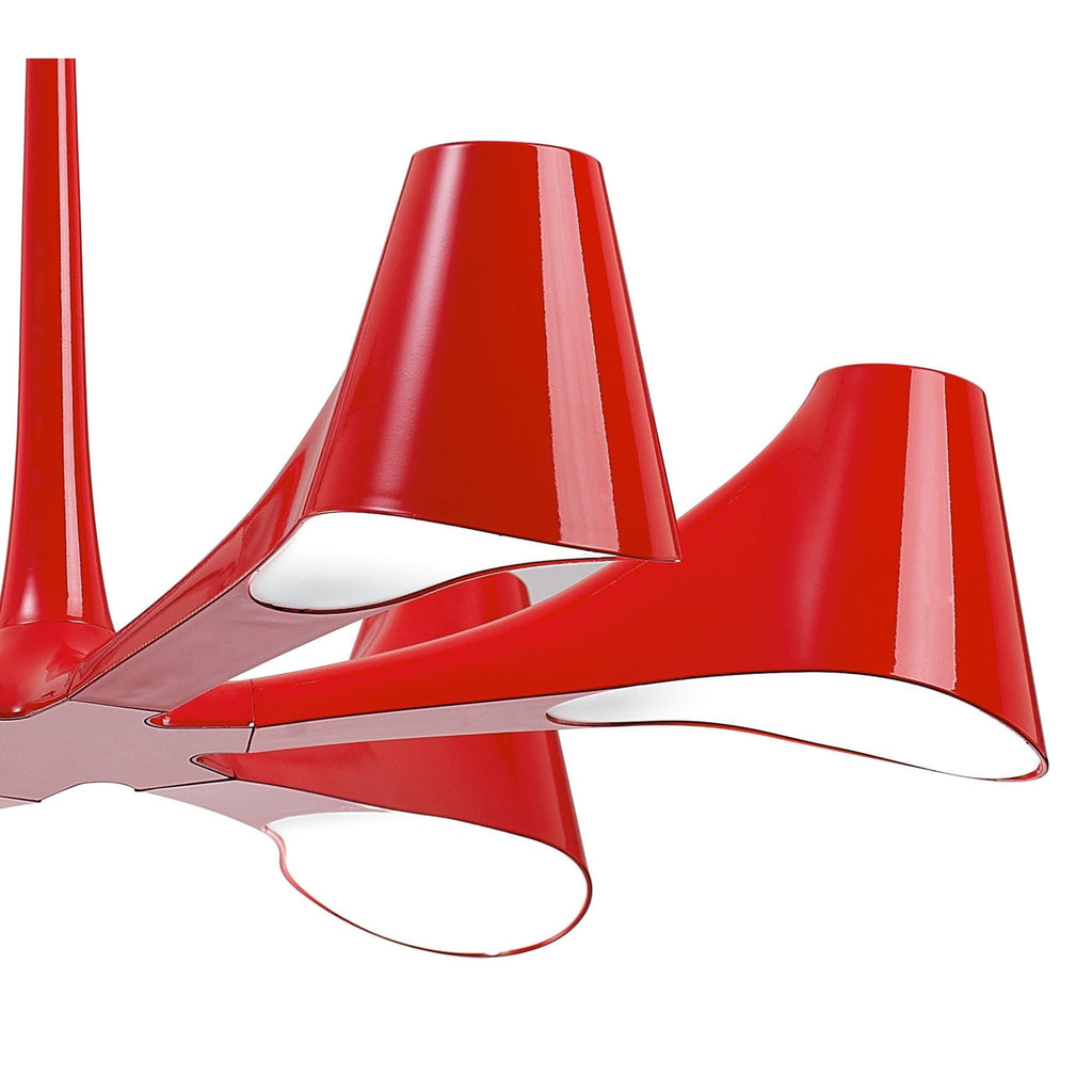 M1600 Ora Telescopic Convertible To Semi Flush 6 Light E27 Gloss Red/White Acrylic/Polished Chrome