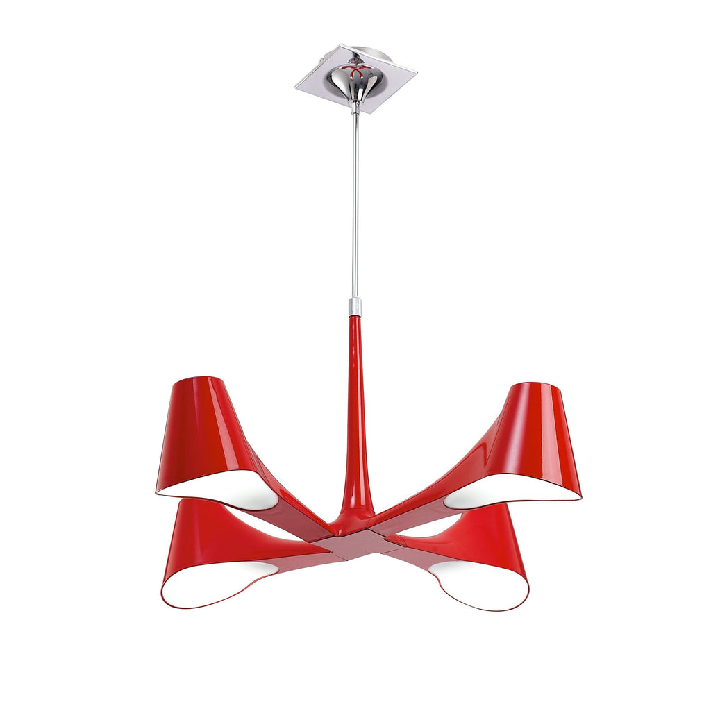 M1601 Ora Telescopic Convertible To Semi Flush 4 Light E27 Gloss Red/White Acrylic/Polished Chrome