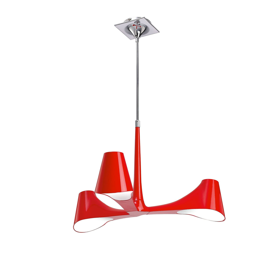 M1602 Ora Telescopic Convertible To Semi Flush 3 Light E27 Gloss Red/White Acrylic/Polished Chrome