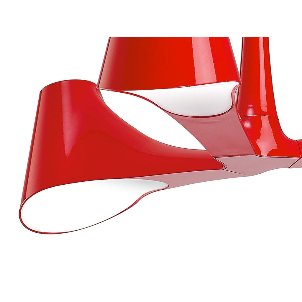 M1602 Ora Telescopic Convertible To Semi Flush 3 Light E27 Gloss Red/White Acrylic/Polished Chrome