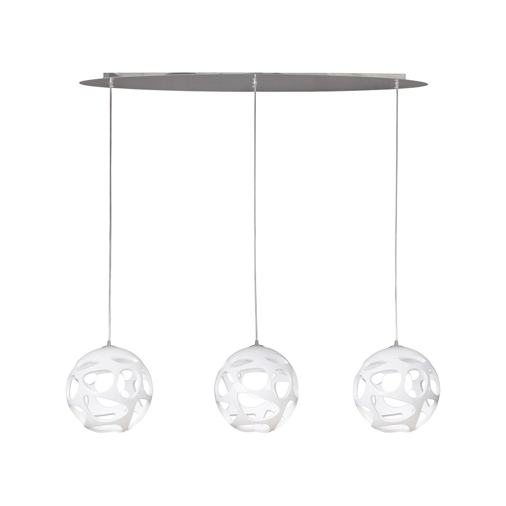 M5145 Organica Linear Pendant 3 Light E27 Line Gloss White/Polished Chrome