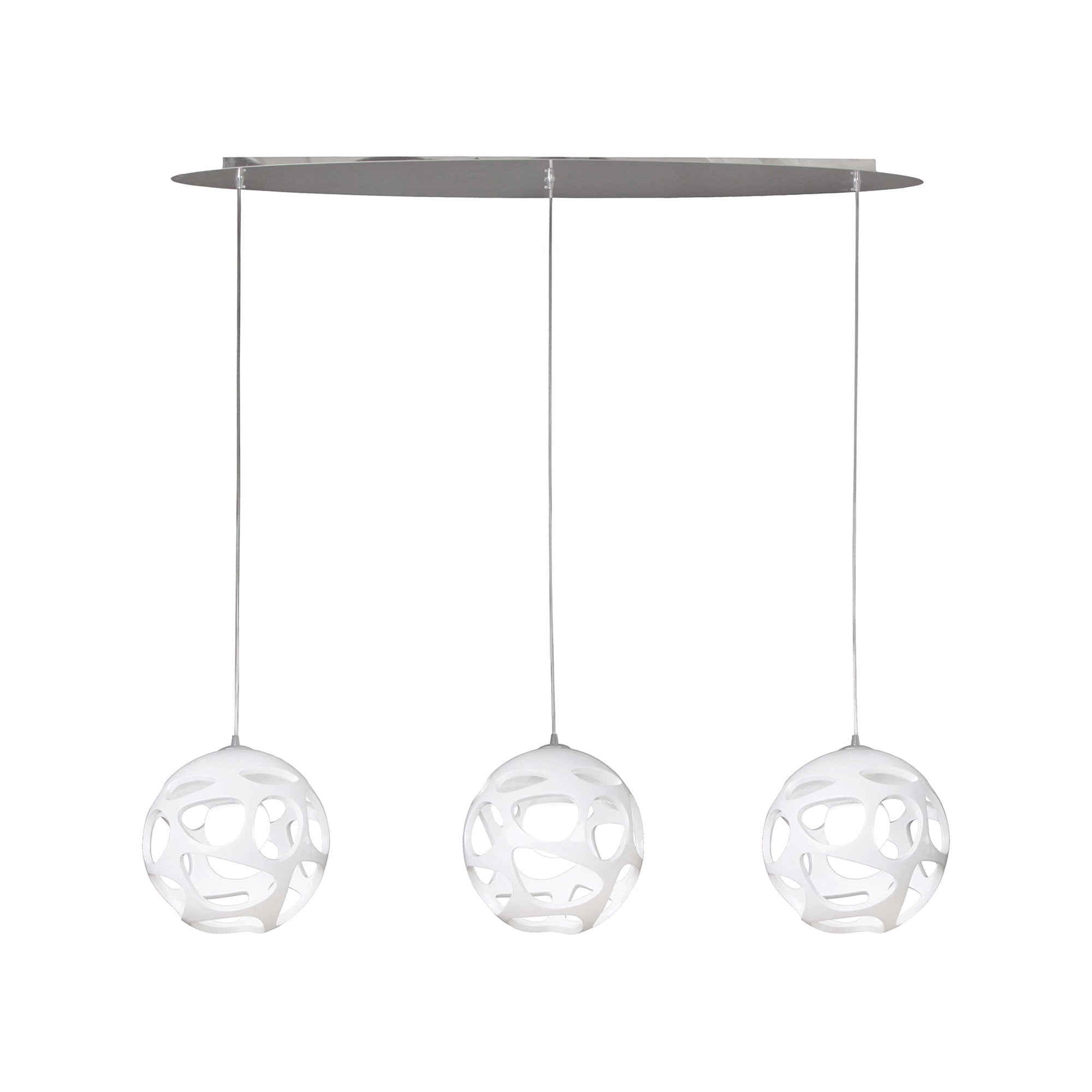 M5145 Organica Linear Pendant 3 Light E27 Line Gloss White/Polished Chrome