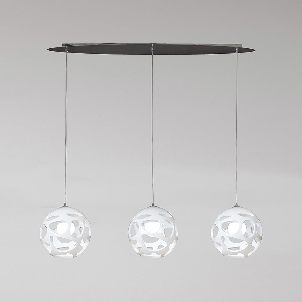 M5145 Organica Linear Pendant 3 Light E27 Line Gloss White/Polished Chrome