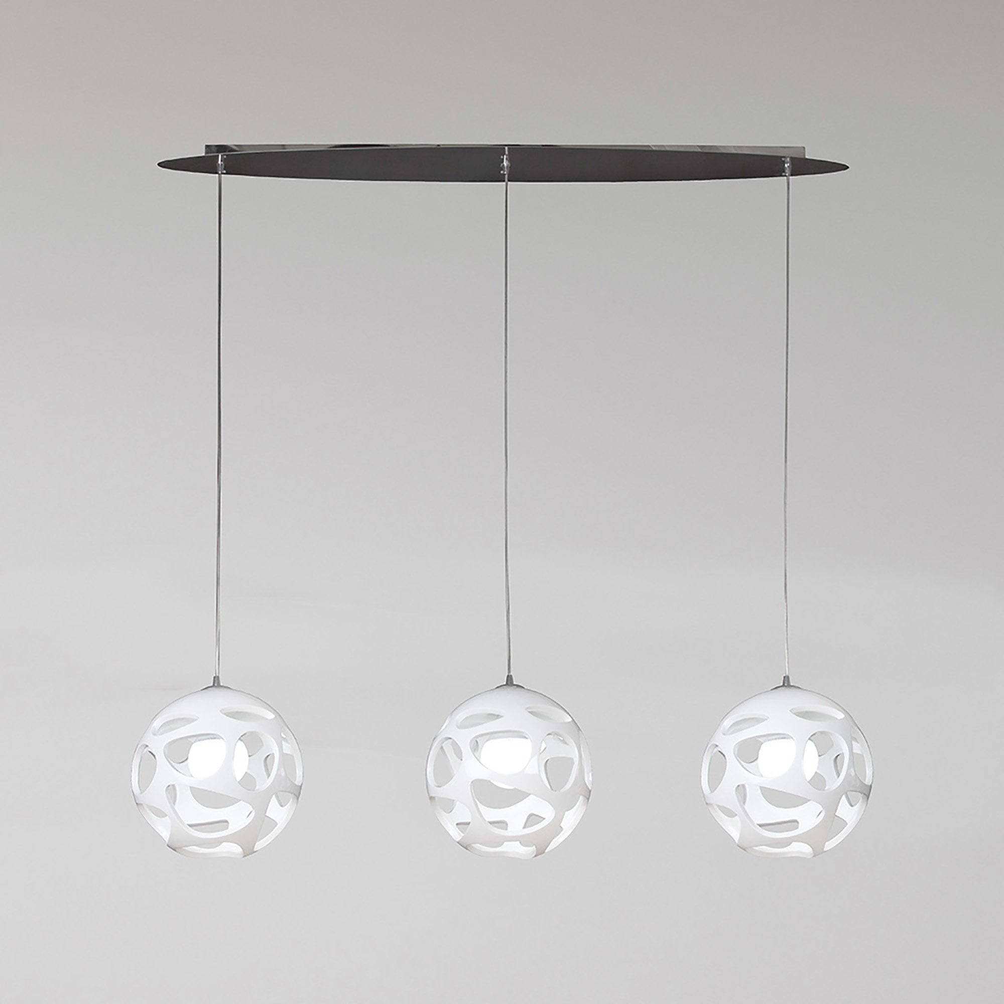 M5145 Organica Linear Pendant 3 Light E27 Line Gloss White/Polished Chrome