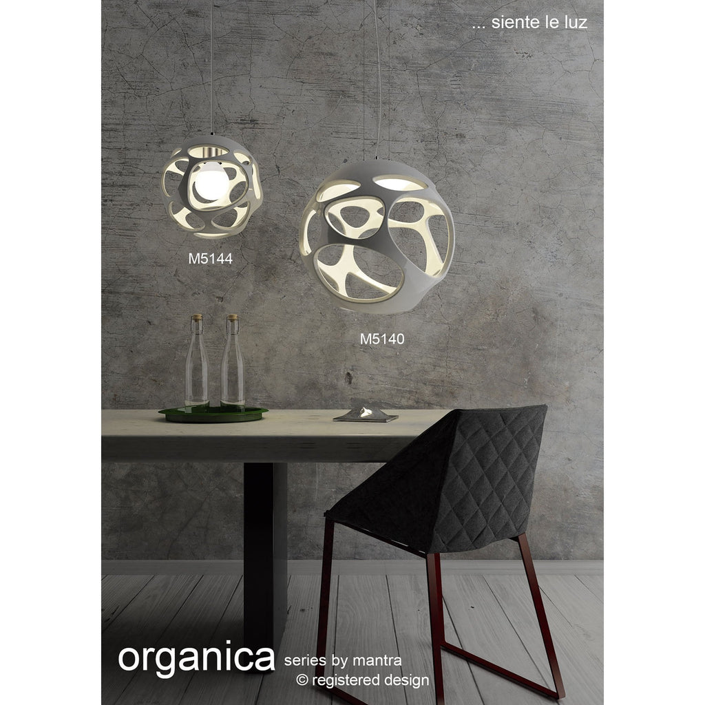 M5145 Organica Linear Pendant 3 Light E27 Line Gloss White/Polished Chrome