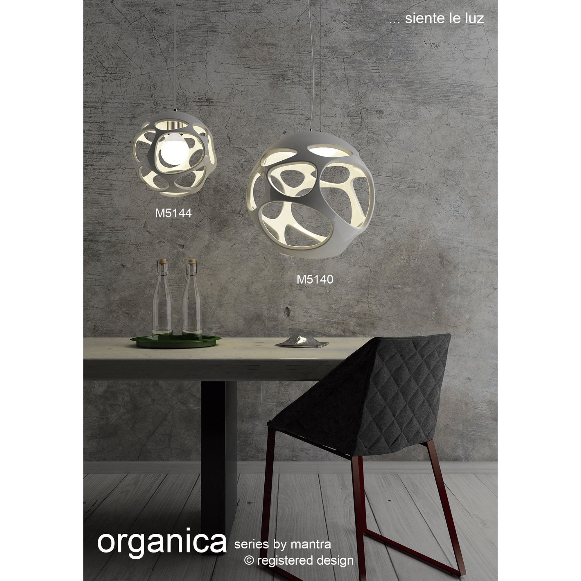 M5145 Organica Linear Pendant 3 Light E27 Line Gloss White/Polished Chrome