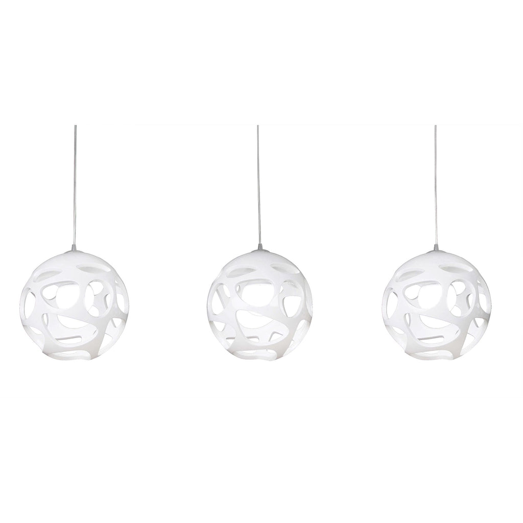 M5145 Organica Linear Pendant 3 Light E27 Line Gloss White/Polished Chrome
