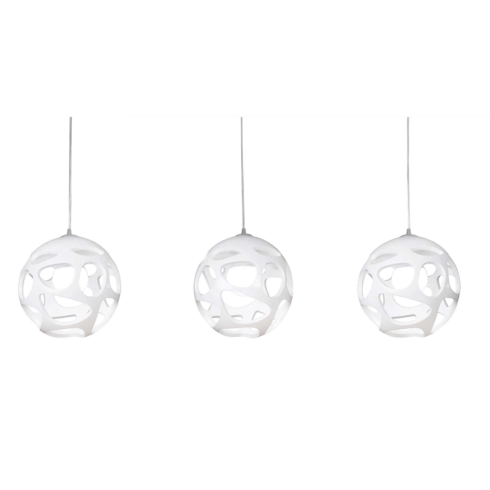 M5145 Organica Linear Pendant 3 Light E27 Line Gloss White/Polished Chrome