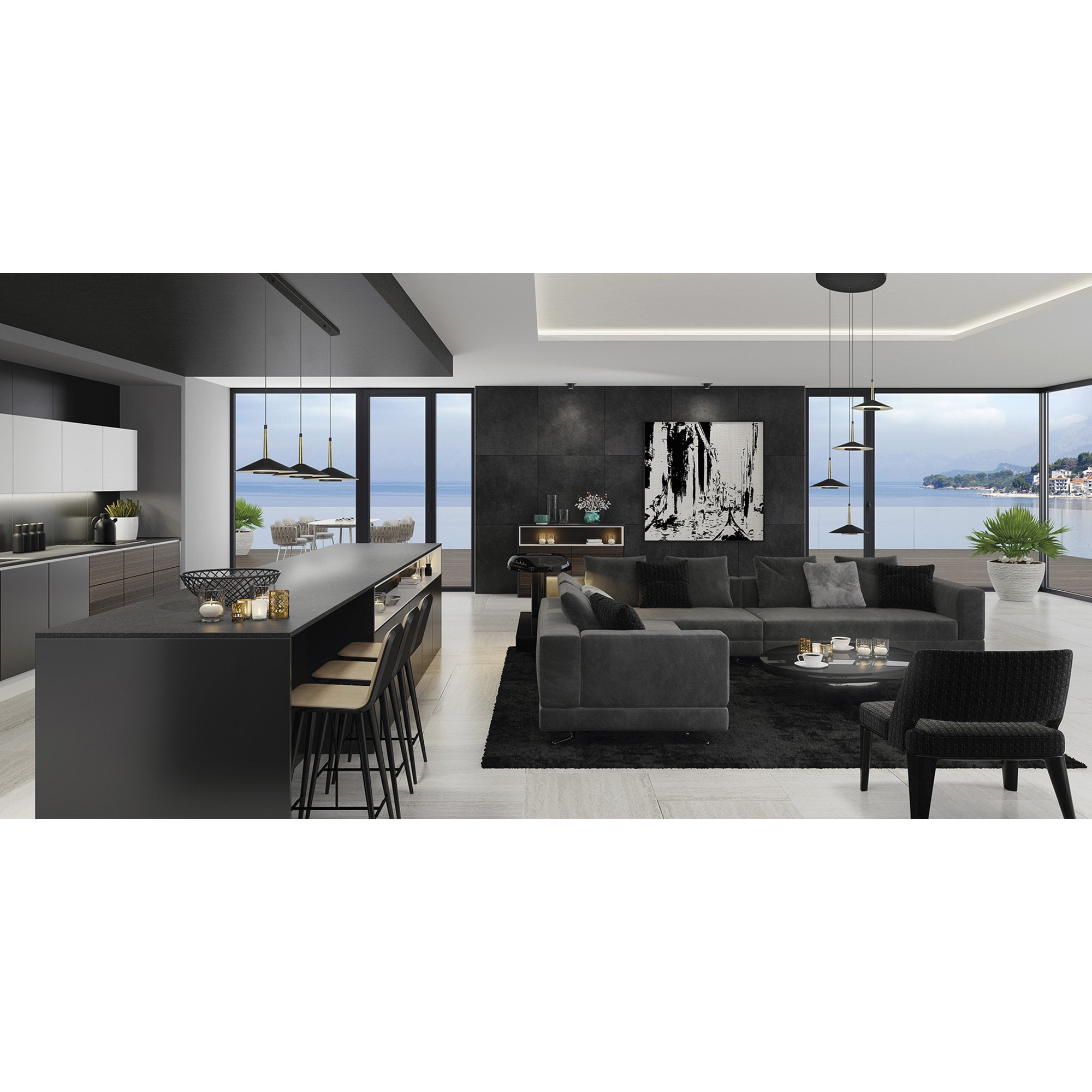 M8122 Orion Ceiling 25cm Round 8W LED White/Black