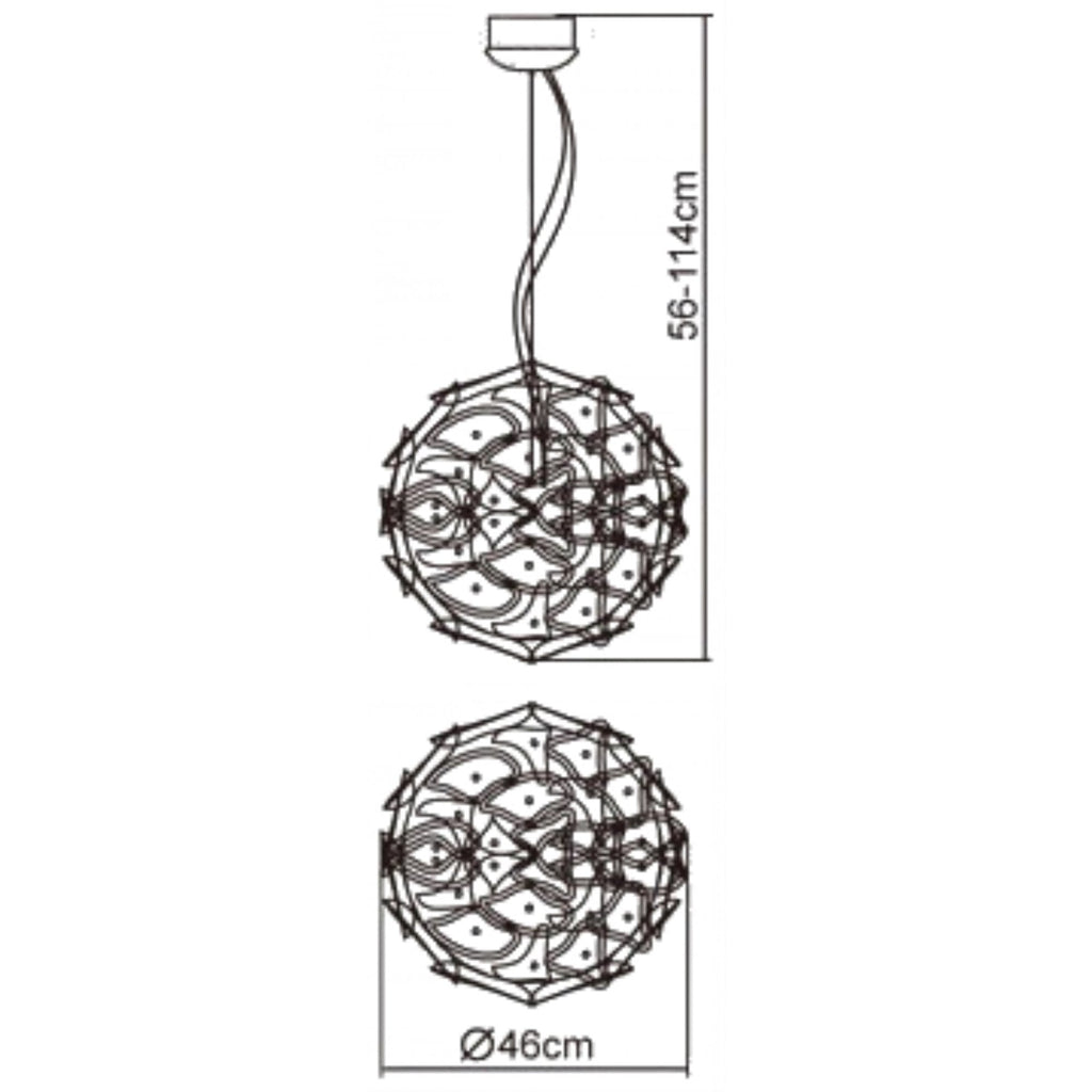 M0590 Otto Pendant 41 Light G4 Sphere Polished Chrome/Frosted Glass