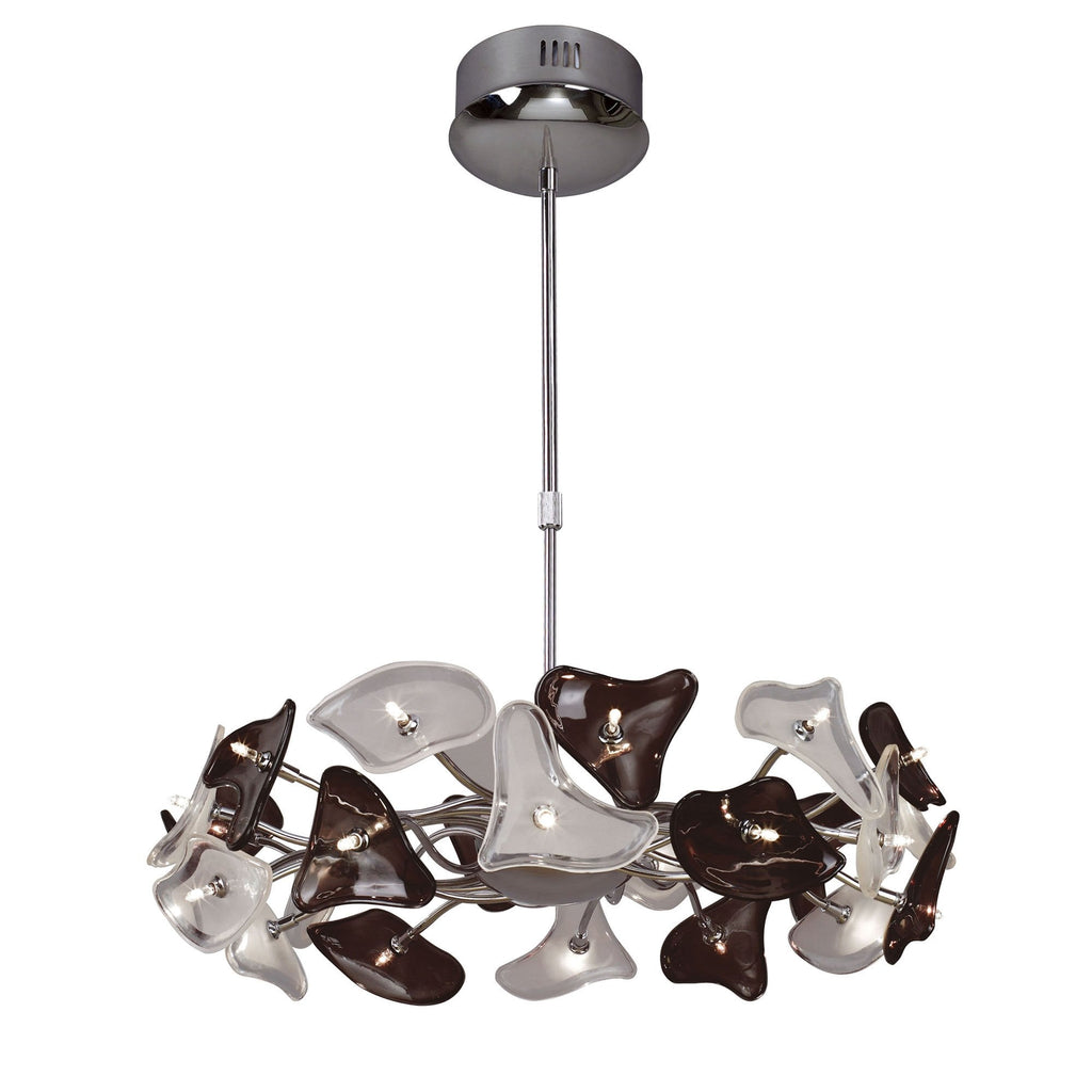 M0701 Otto Pendant 24 Light G4 Ring Polished Chrome/Frosted Glass/Black Glass