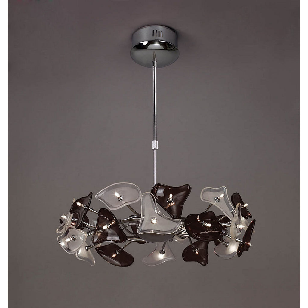 M0701 Otto Pendant 24 Light G4 Ring Polished Chrome/Frosted Glass/Black Glass