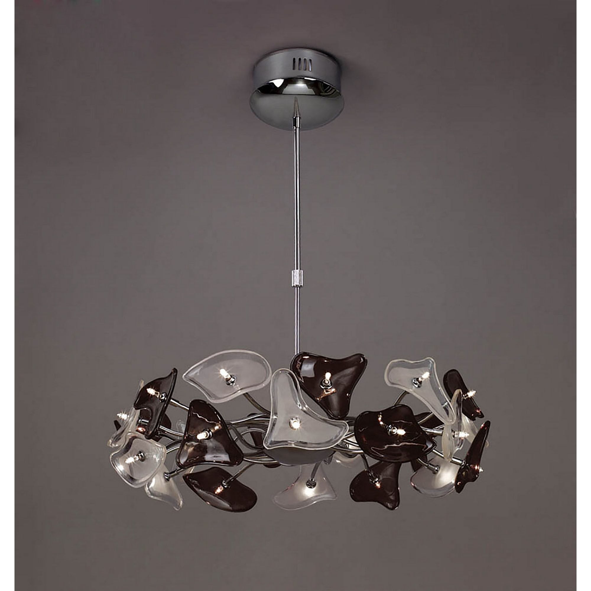 M0701 Otto Pendant 24 Light G4 Ring Polished Chrome/Frosted Glass/Black Glass