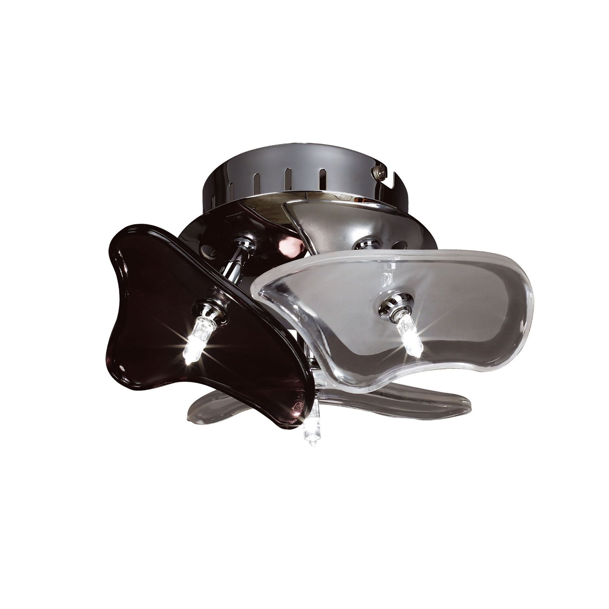 M0704 Otto Ceiling/Wall 3 Light G4 Round Polished Chrome/Frosted Glass/Black Glass