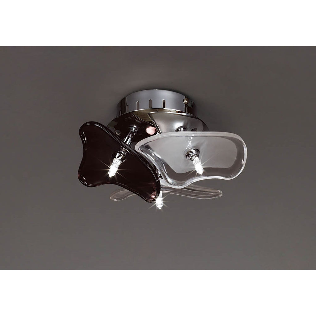 M0704 Otto Ceiling/Wall 3 Light G4 Round Polished Chrome/Frosted Glass/Black Glass