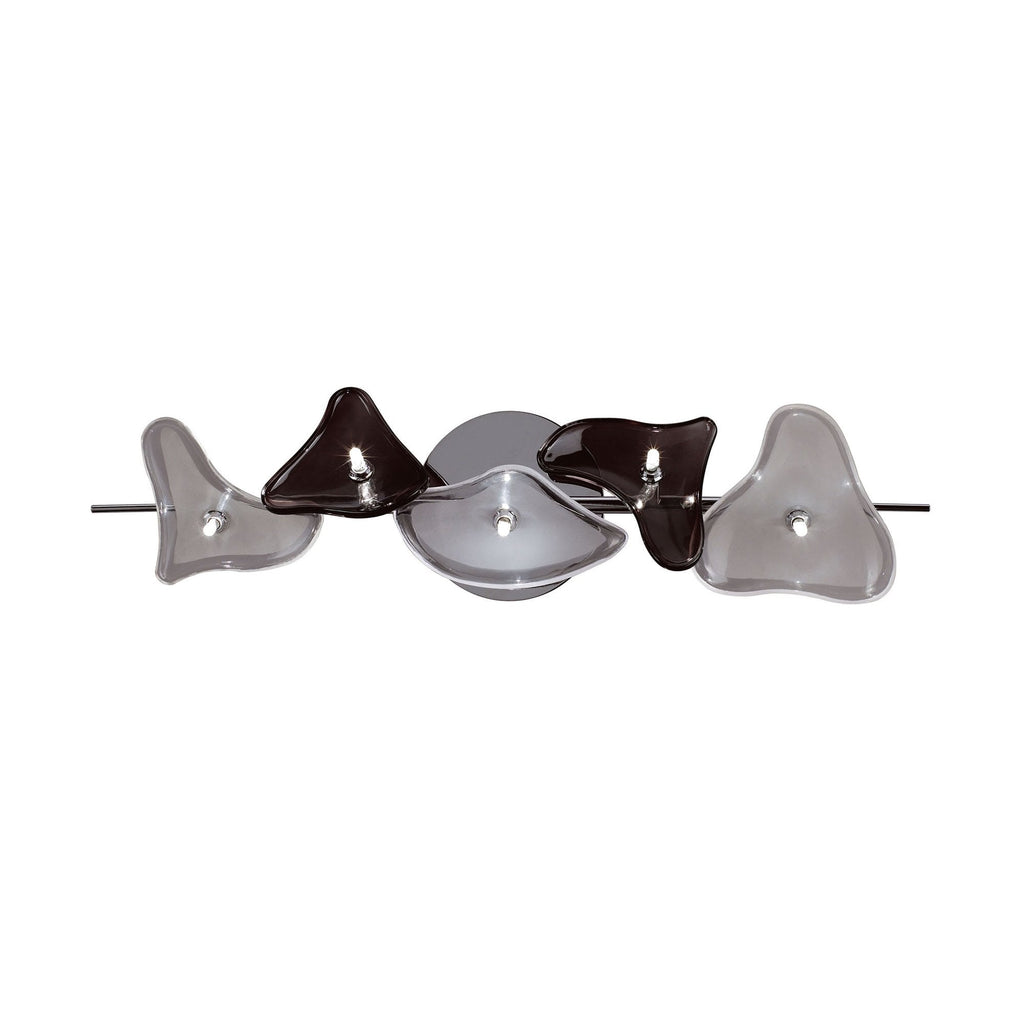 M0707 Otto Ceiling/Wall 5 Light G4 Bar Polished Chrome/Frosted Glass/Black Glass