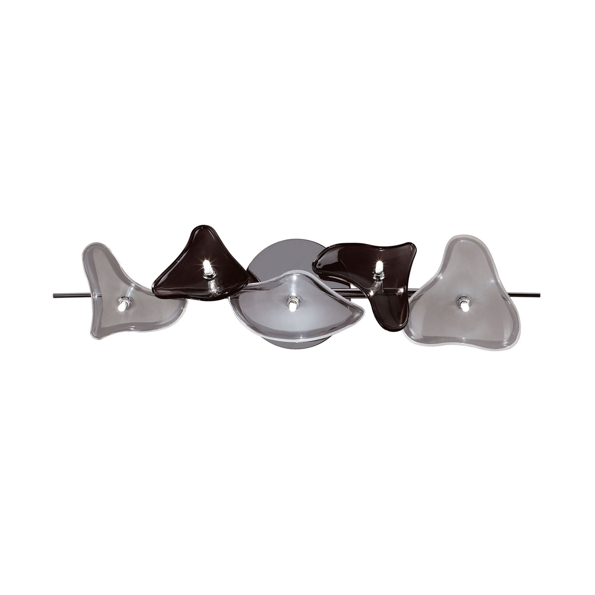 M0707 Otto Ceiling/Wall 5 Light G4 Bar Polished Chrome/Frosted Glass/Black Glass