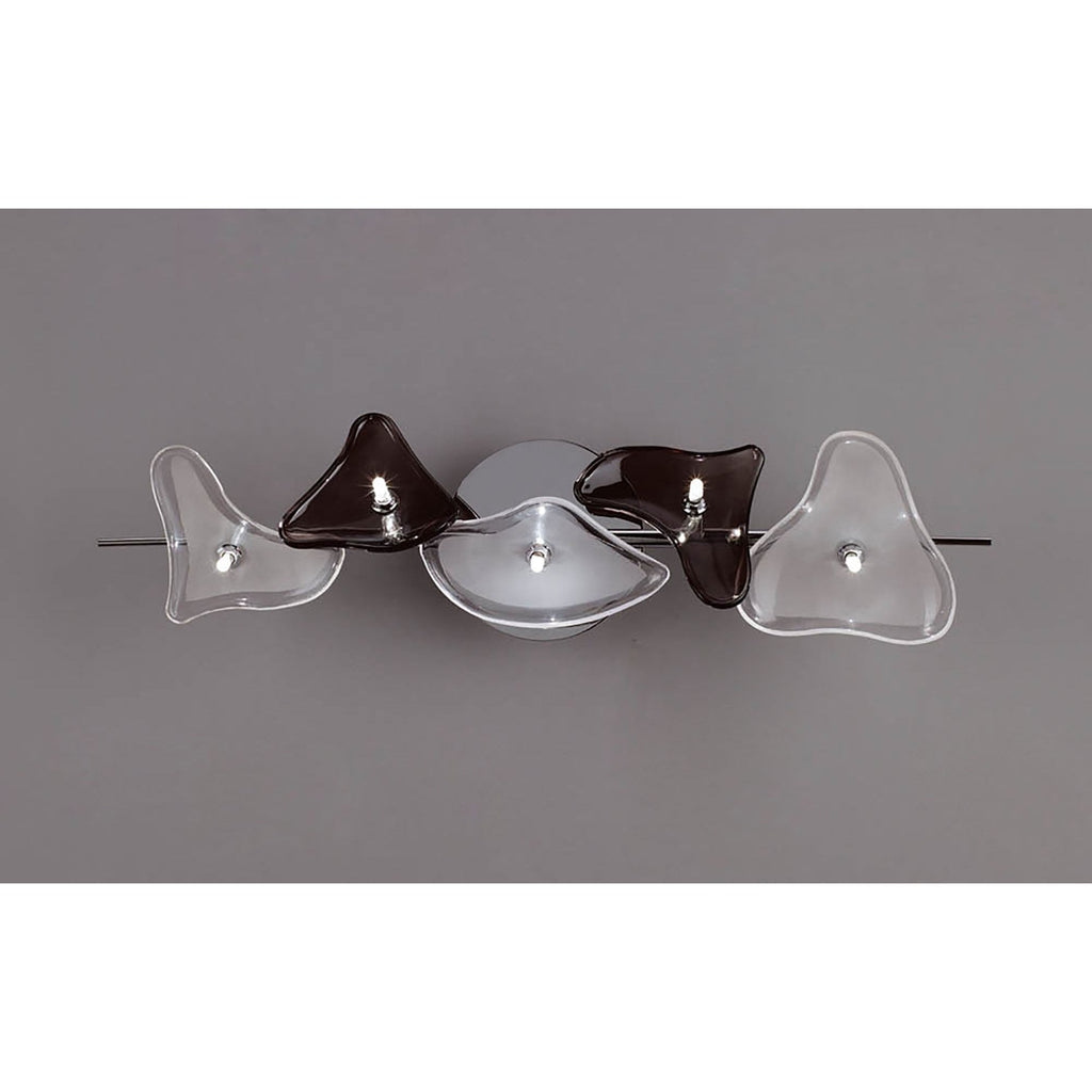 M0707 Otto Ceiling/Wall 5 Light G4 Bar Polished Chrome/Frosted Glass/Black Glass