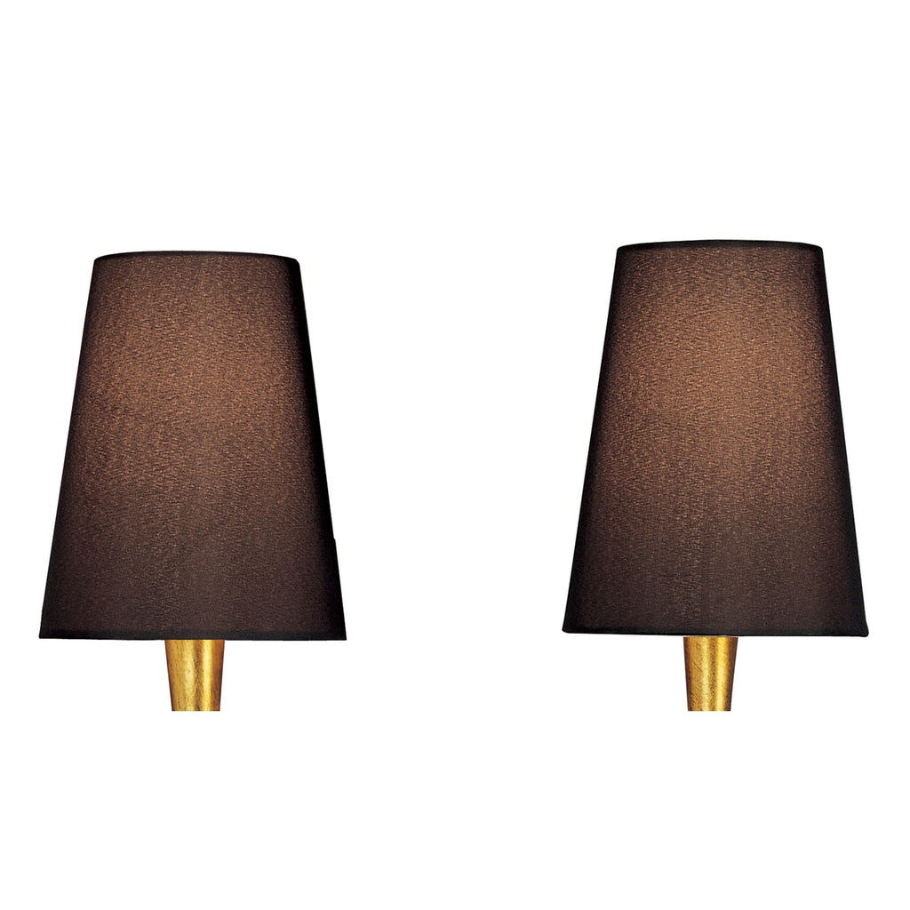 M0547/BS Paola Wall Lamp 2 Light E14 Gold Painted Black Shades & Amber Glass Droplets