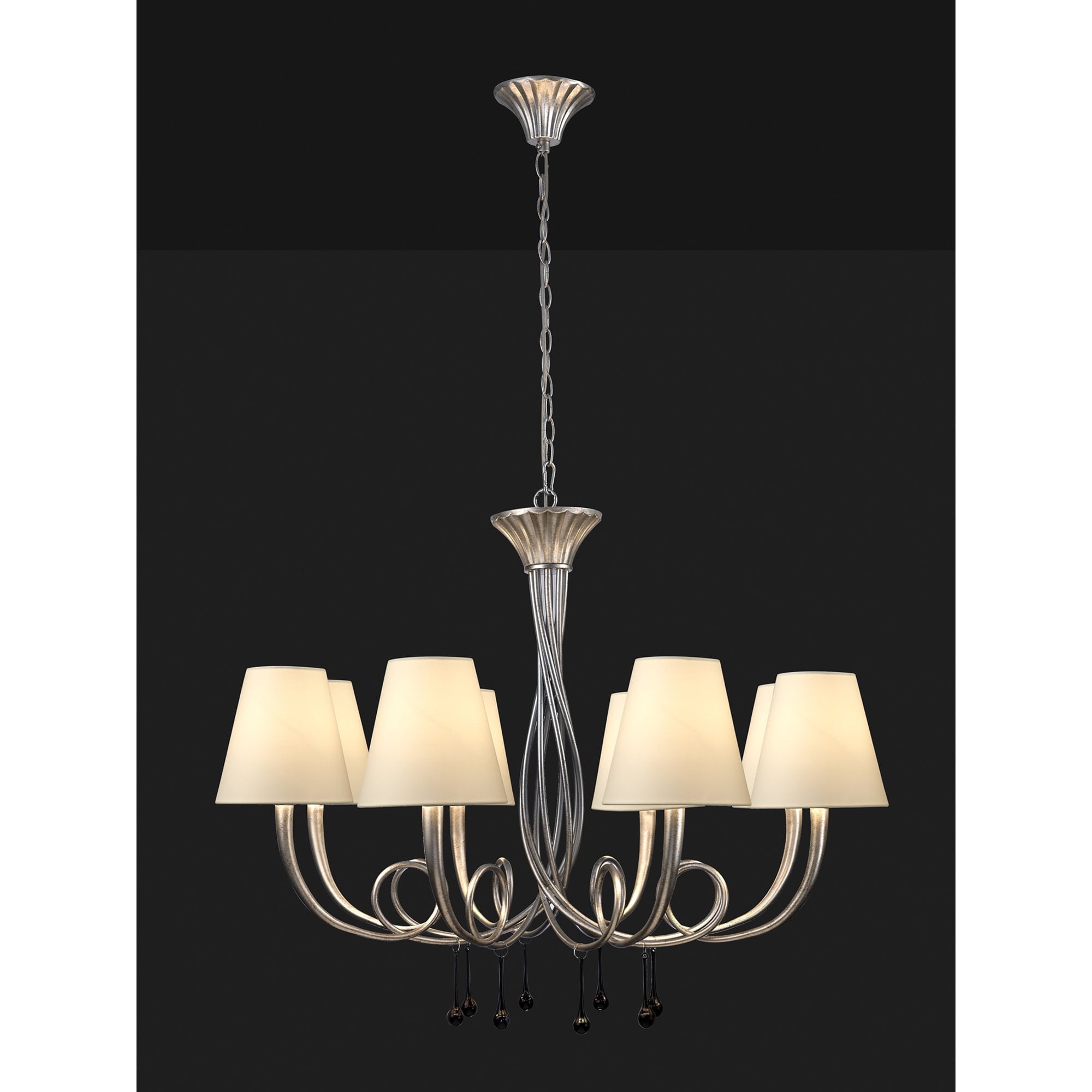 M6207/CS Paola Pendant 95cm Round 8 Light Silver Painting Cream Shades