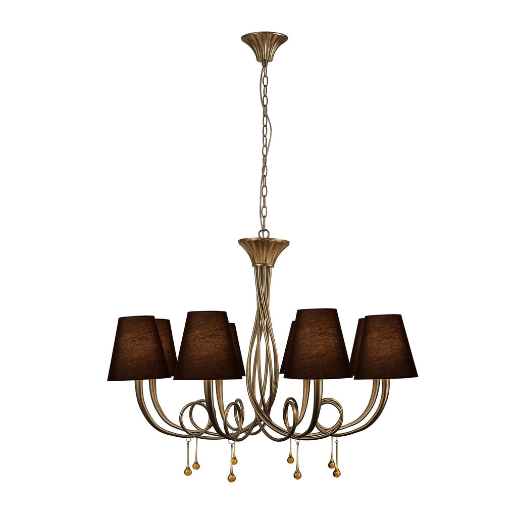 M6205/BS Paola Pendant 95cm Round 8 Light Gold Painting Black Shades