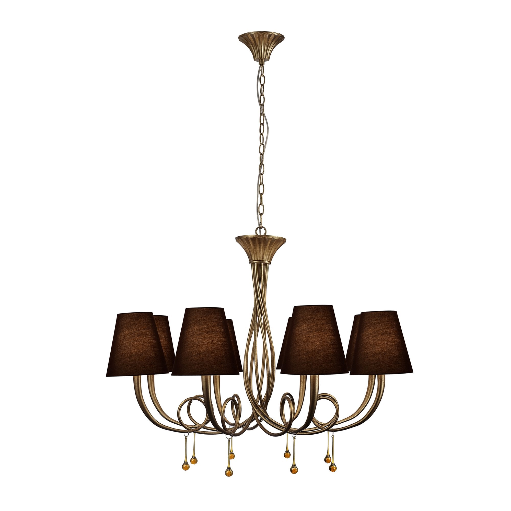 M6205/BS Paola Pendant 95cm Round 8 Light Gold Painting Black Shades