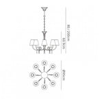 M6205/BS Paola Pendant 95cm Round 8 Light Gold Painting Black Shades