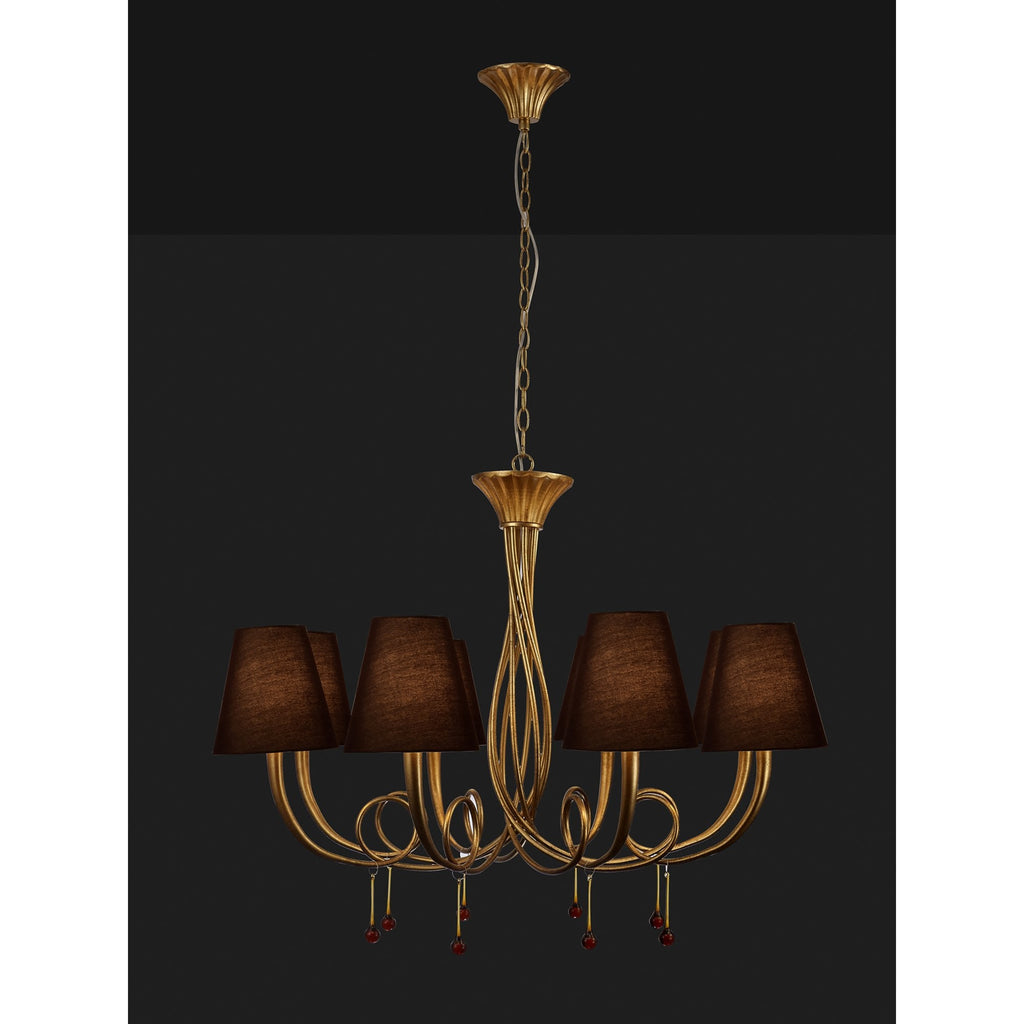 M6205/BS Paola Pendant 95cm Round 8 Light Gold Painting Black Shades