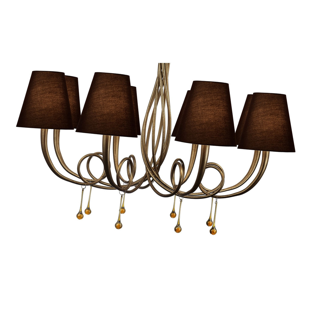 M6205/BS Paola Pendant 95cm Round 8 Light Gold Painting Black Shades