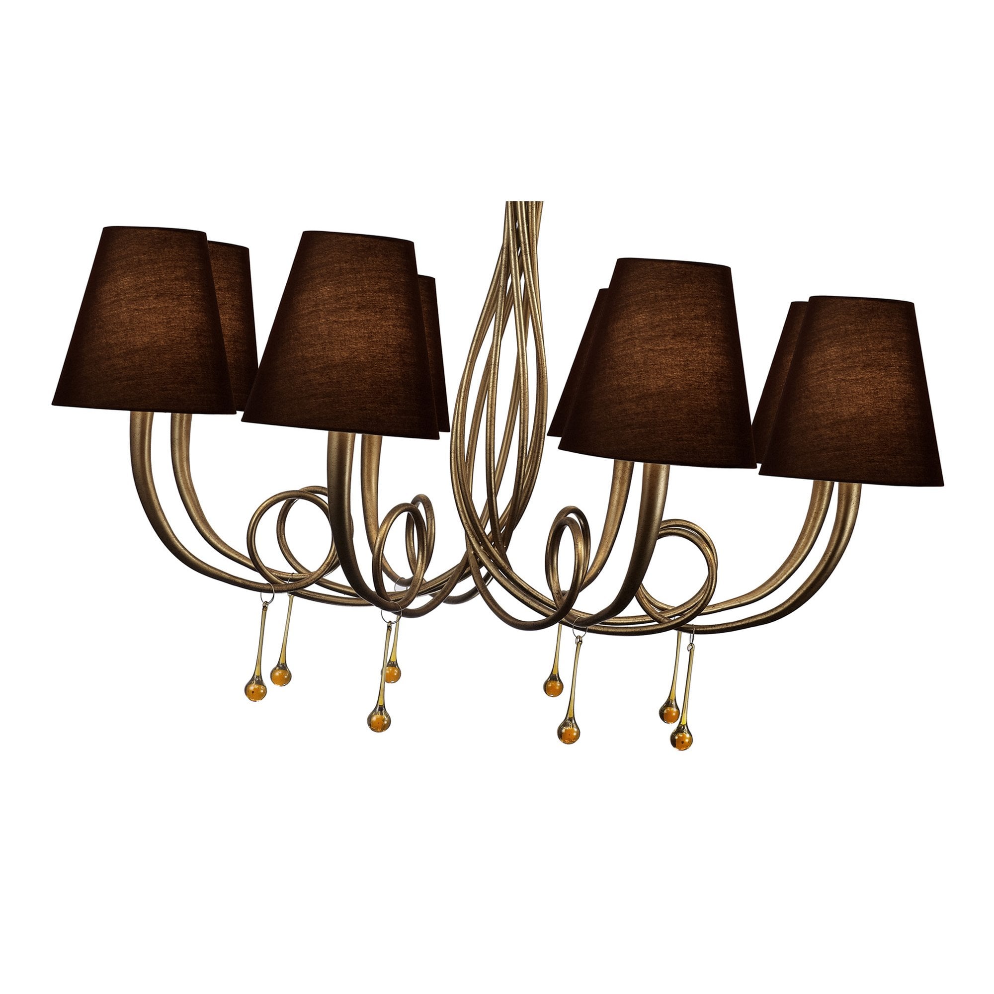 M6205/BS Paola Pendant 95cm Round 8 Light Gold Painting Black Shades