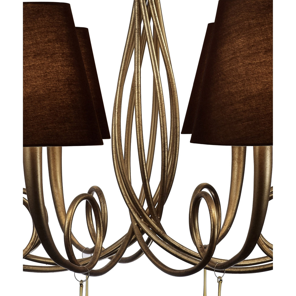 M6205/BS Paola Pendant 95cm Round 8 Light Gold Painting Black Shades